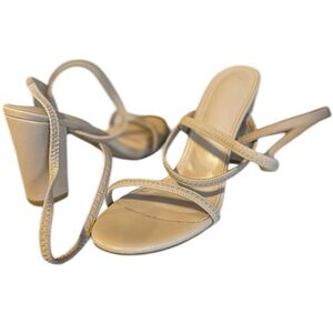 Tan ankle strap heels